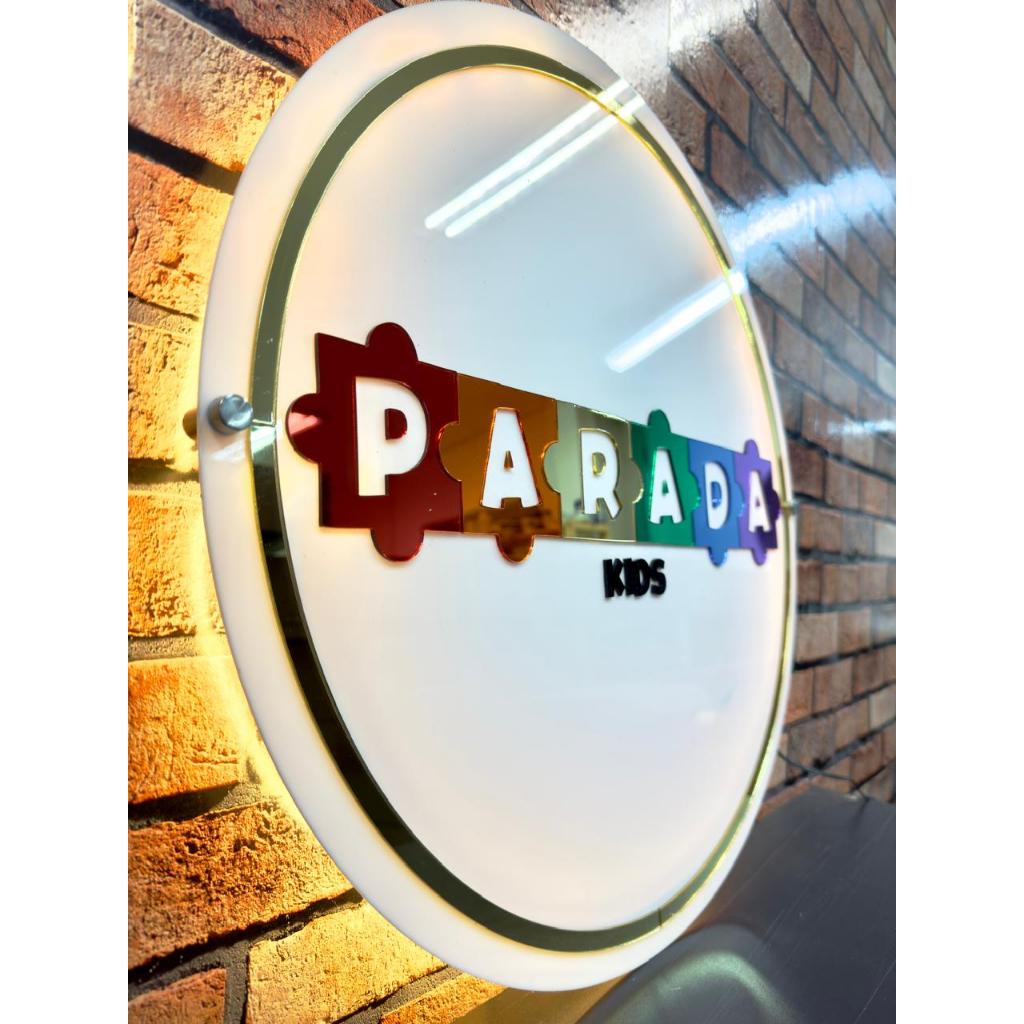 PLACA PAINEL NEON LED LUXO 50X50CM EM ACRÍLICO - LETREIRO PERSONALIZADO 3D SOBREPOSTA