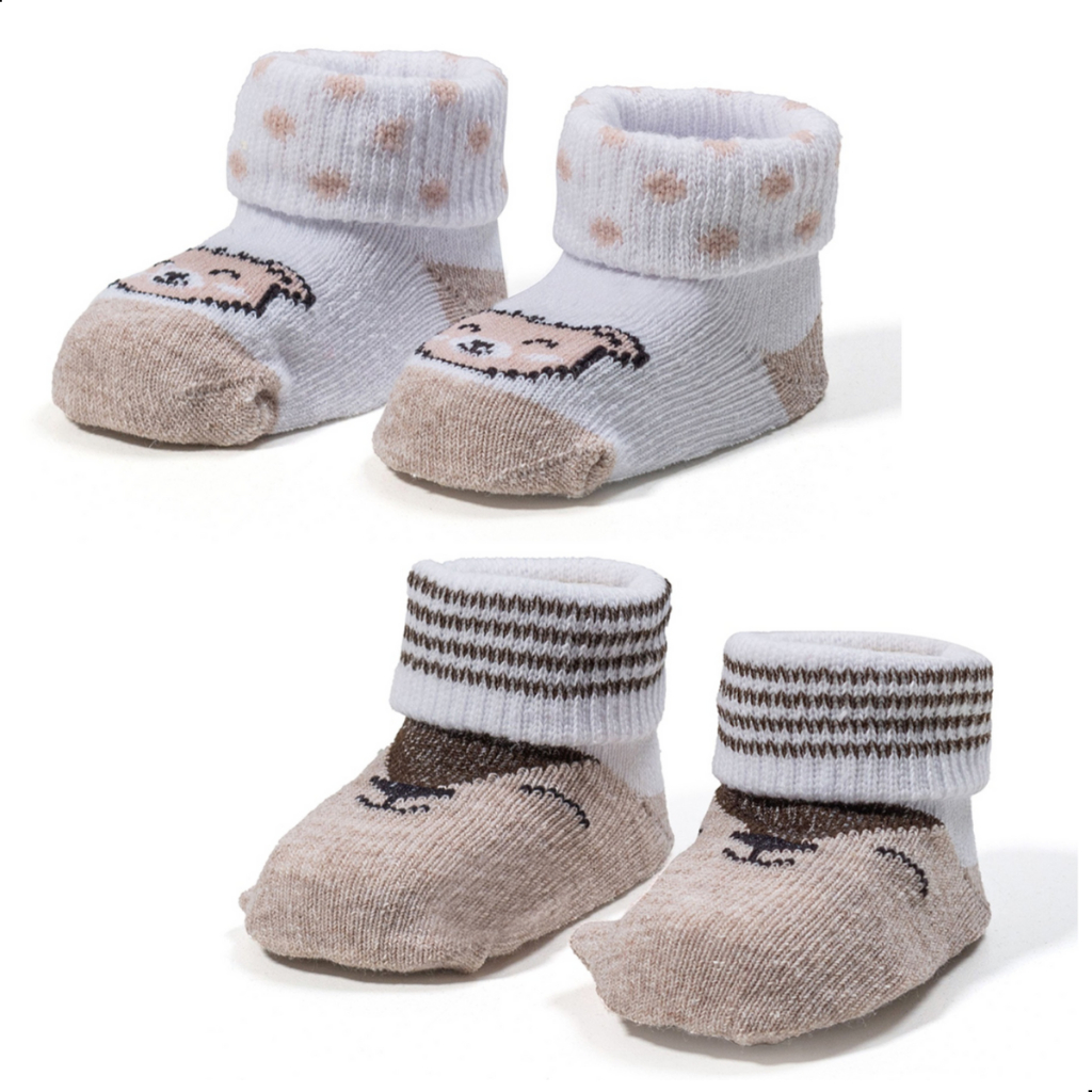 Kit 02 Pares Meia Pantufinha Infantil Recém Nascido Maternidade Enxoval Menina Menino Dallf em Oferta na Shopee