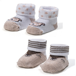 Kit 02 Pares Meia Pantufinha Infantil Recém Nascido Maternidade Enxoval Menina Menino Dallf em Oferta na Shopee