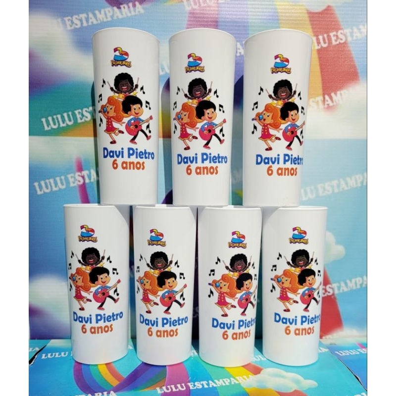 Copos 3 Palavrinhas personalizado para lembrancinha de Festa e de Aniversário