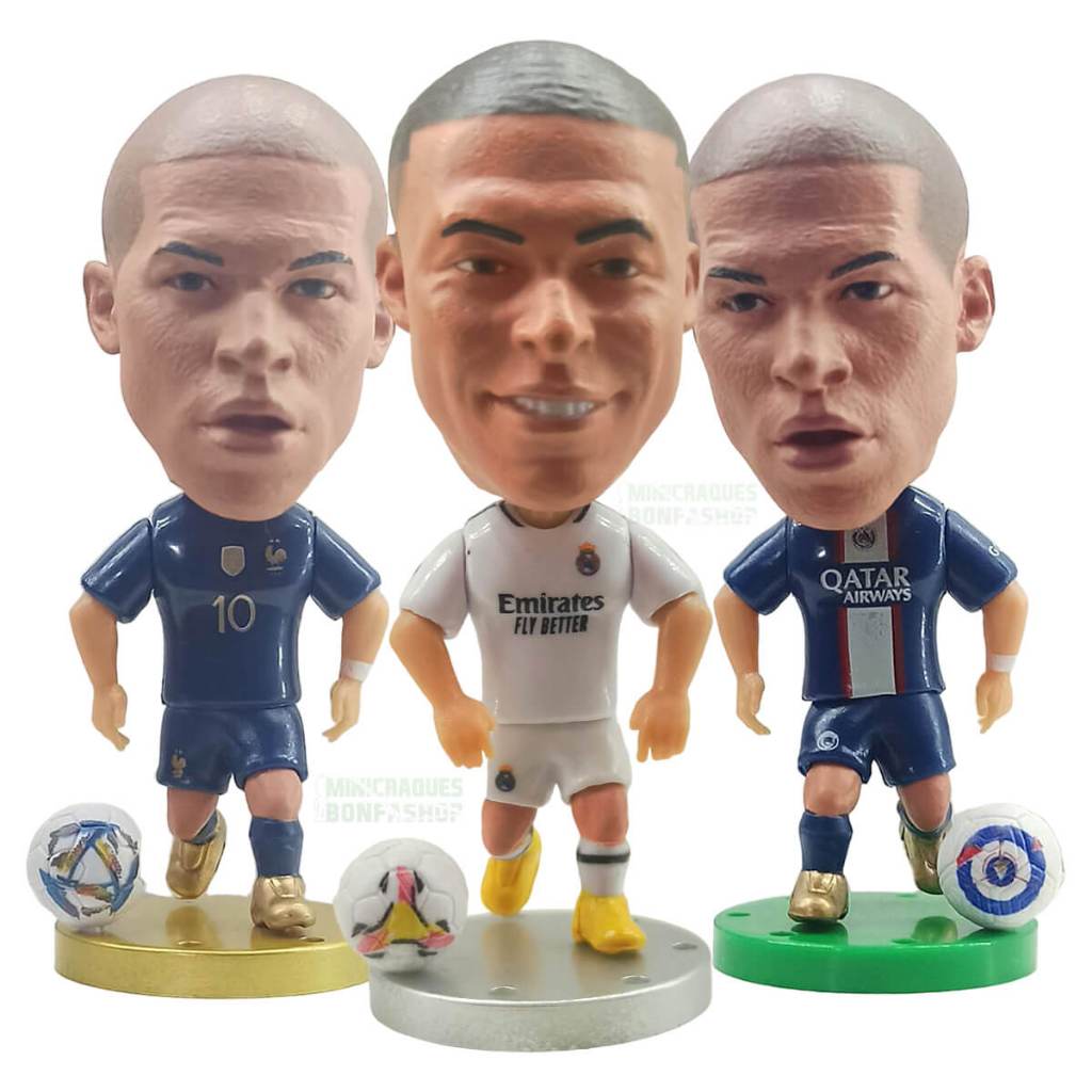 Mini Craque Kylian Mbappé Clubes ou Seleção PSG, Real Madrid, França - Miniatura Minicraque Futebol Colecionável - Escolha uma opção