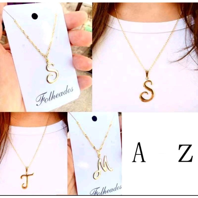 Colar pingente Letra Inicial nome Folheado Dourado Durabilidade 3 meses
