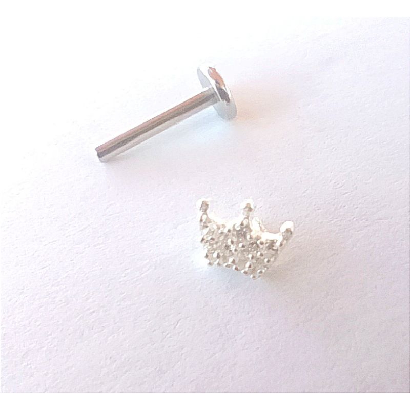 Piercing de coroa cravejado com pedra de zircônia Prata 925 cód:1933