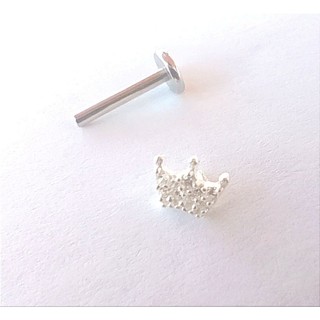 Piercing de coroa cravejado com pedra de zircônia Prata 925 cód:1933