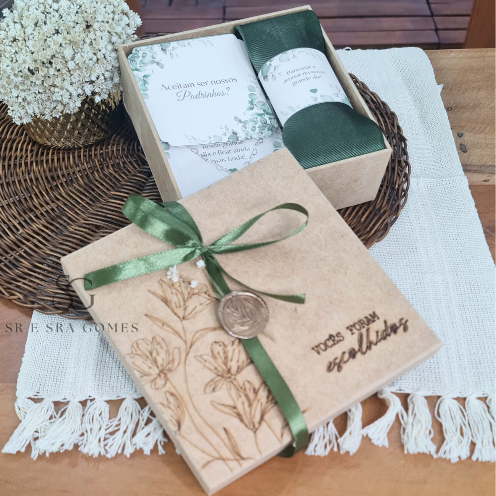 Kit Caixa Convite para Padrinhos Gravata Pulseira e Caixa Decorada com Lacre de Cera Acompanha Tags em Oferta na Shopee