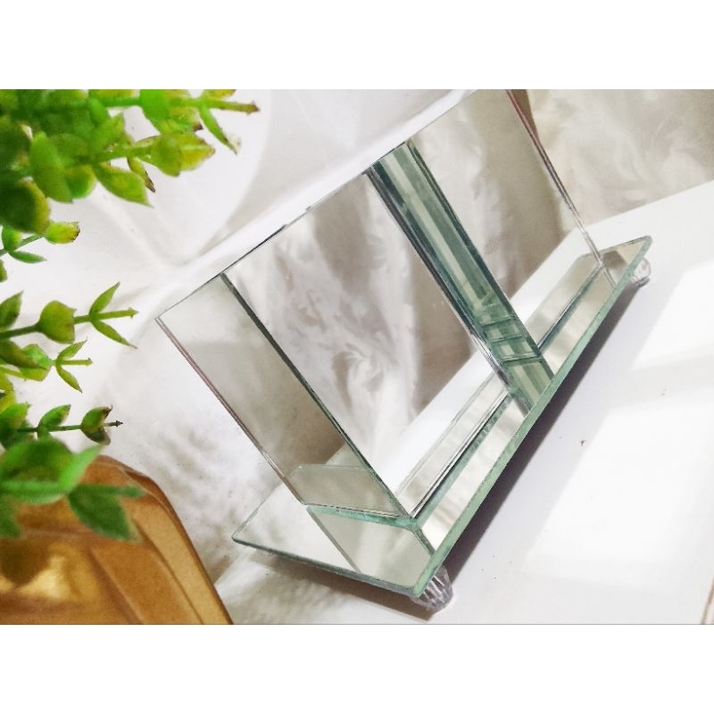 Kit 3 Itens Decorativo Espelhado Luxo 2 Vaso Espelhado + 1 Bandeja Espelhada