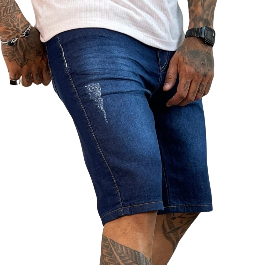 Bermuda Masculina Jeans Elastano em Oferta na Shopee