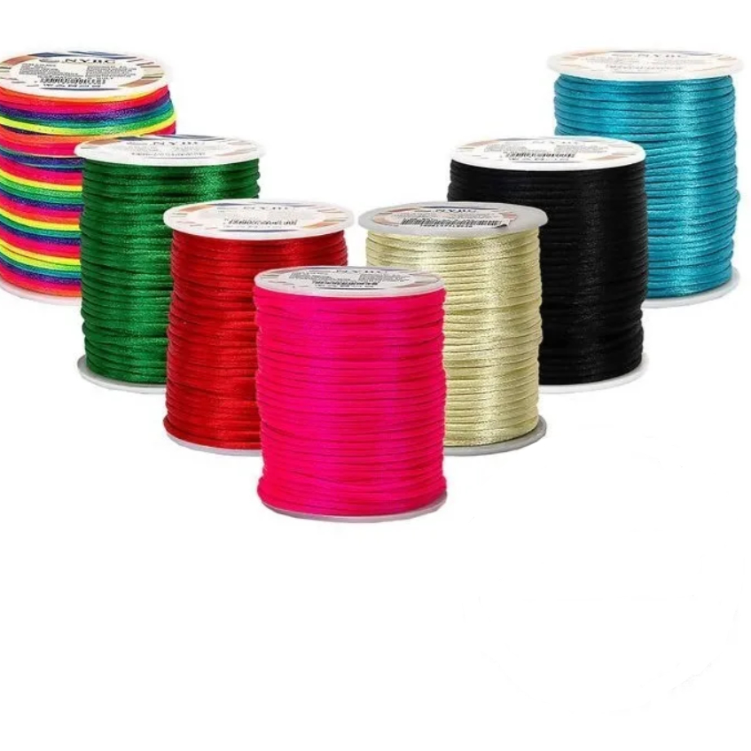 Cordão Cetim Seda Rabo Rato - Rolo 50 Metros 2MM - Várias Cores em Oferta na Shopee