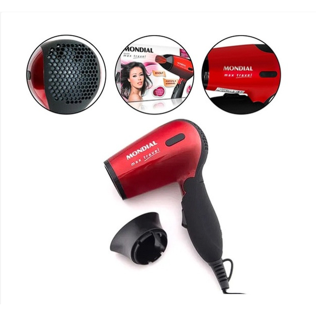 Secador de cabelo Mondial, portátil e Bivolt, Mini secador de cabelo, para viagem Original - BARATO