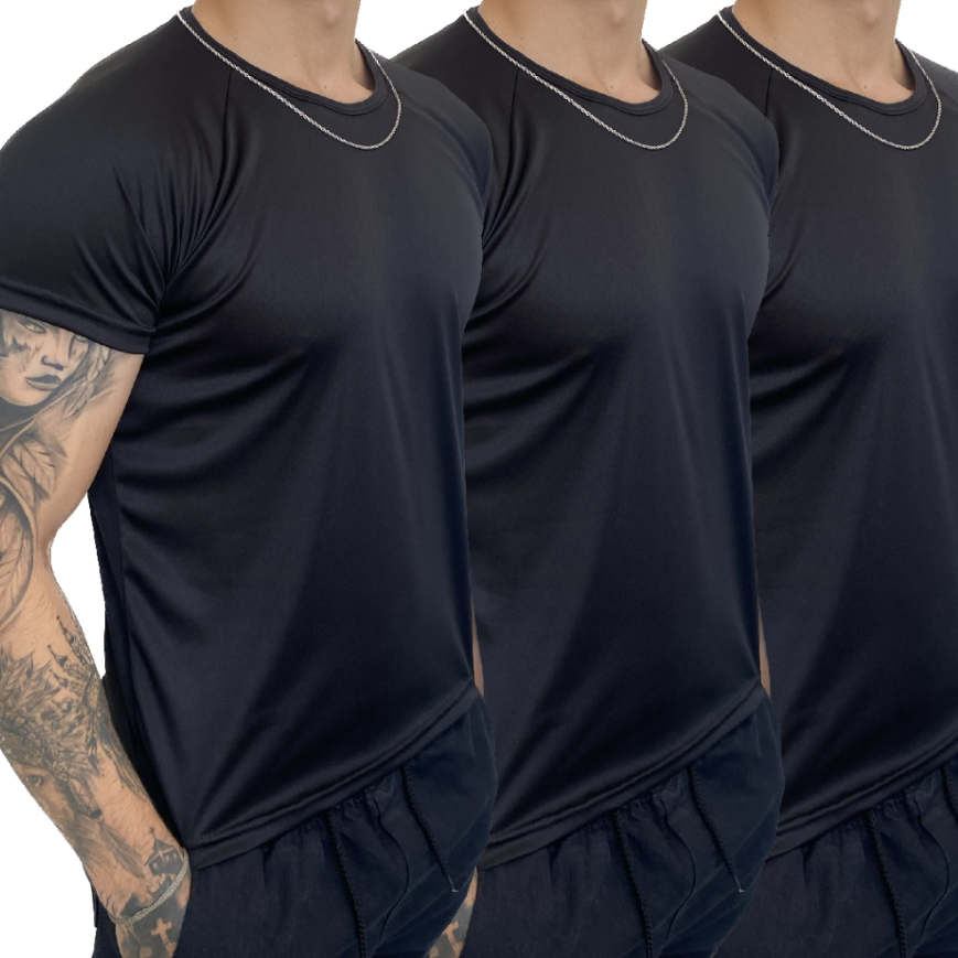 KIT 3 Camisas Dry-Fit Masculina Manga Curta Para Academia Corrida Camiseta Leve Respirável Exercício
