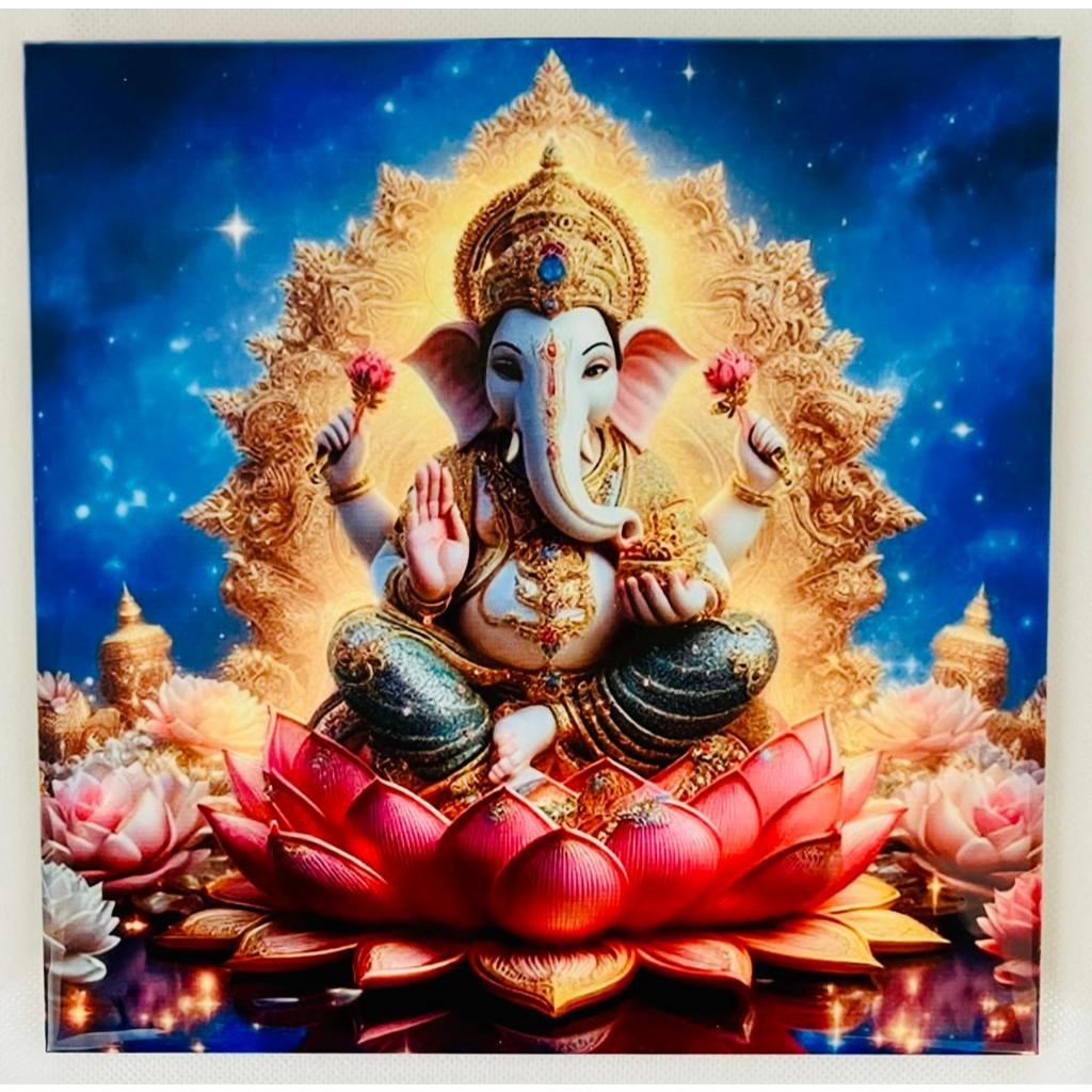 PLACA QUADRO DECORATIVA EM AZULEJO GANESHA 20X20CM