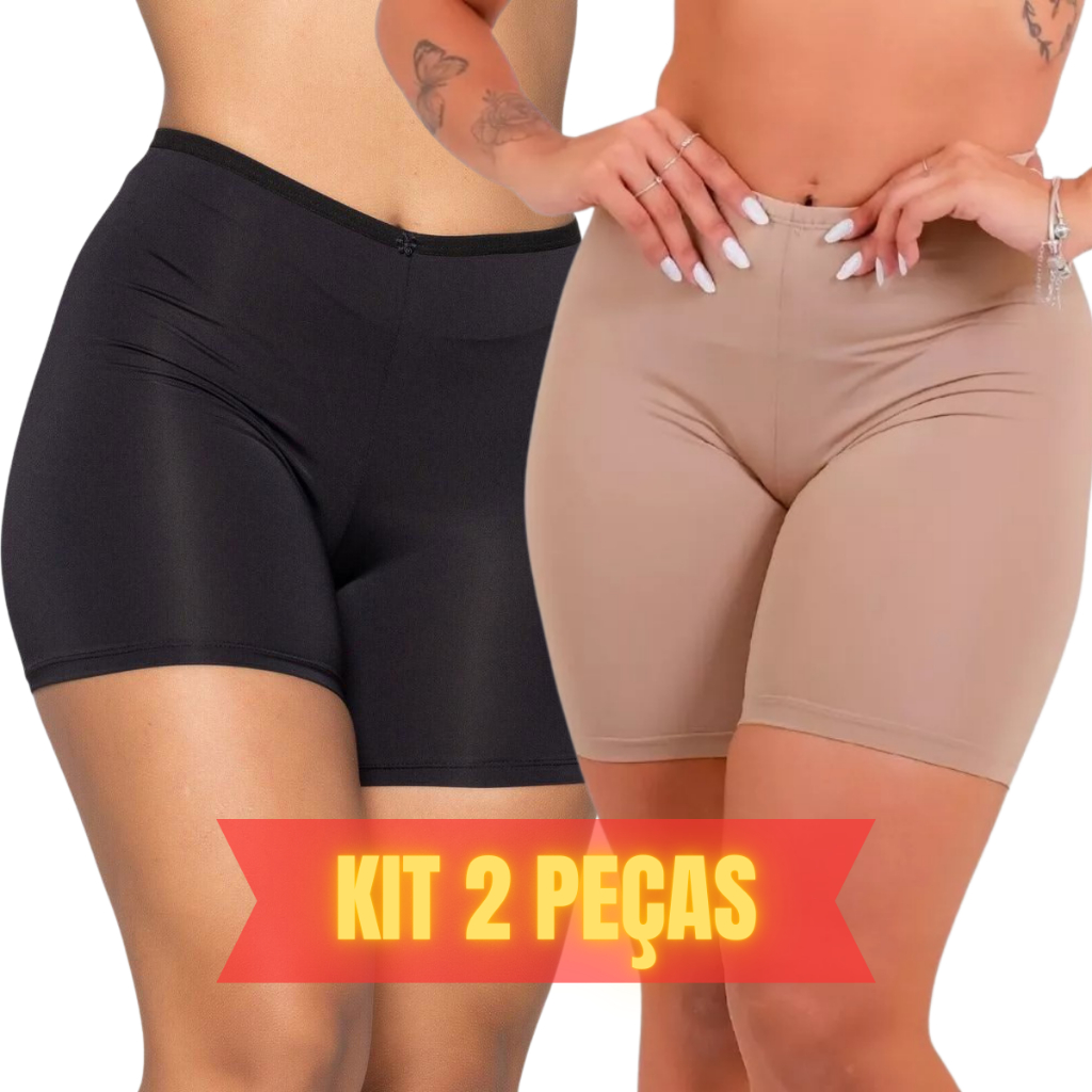 Kit 2 Shorts Segunda Pele Anágua Não Marca Cós Alta Qualidade Bermuda Liso Feminina Vestir Debaixo Da Saia