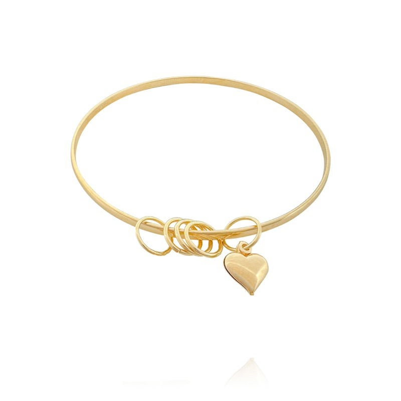 Bracelete com coração banhado a ouro 18k 7cm liso em Oferta na Shopee