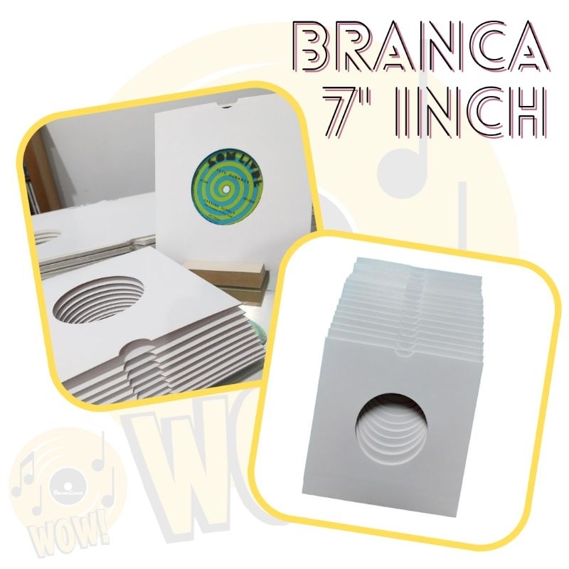 20 Capas p/ Compacto 7" Polegadas BRANCA - Disco de Vinil