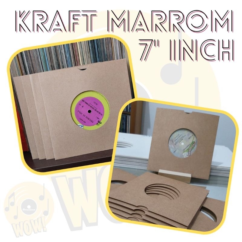 Capas p/ Compacto 7" Polegadas Kraft Marrom - Disco de Vinil