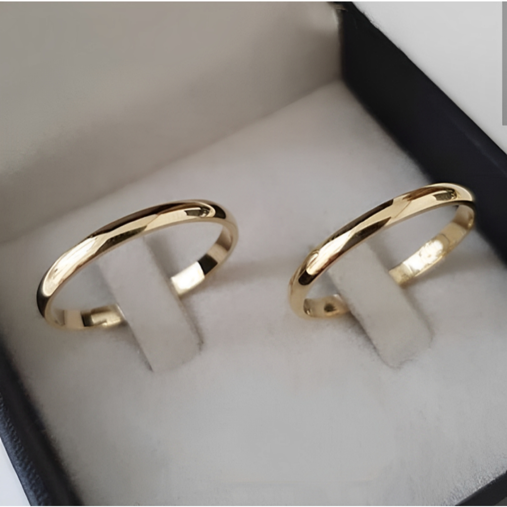 Par Aliança Casamento 2mm Anatômica Aço Inoxidável Dourada em Oferta na Shopee