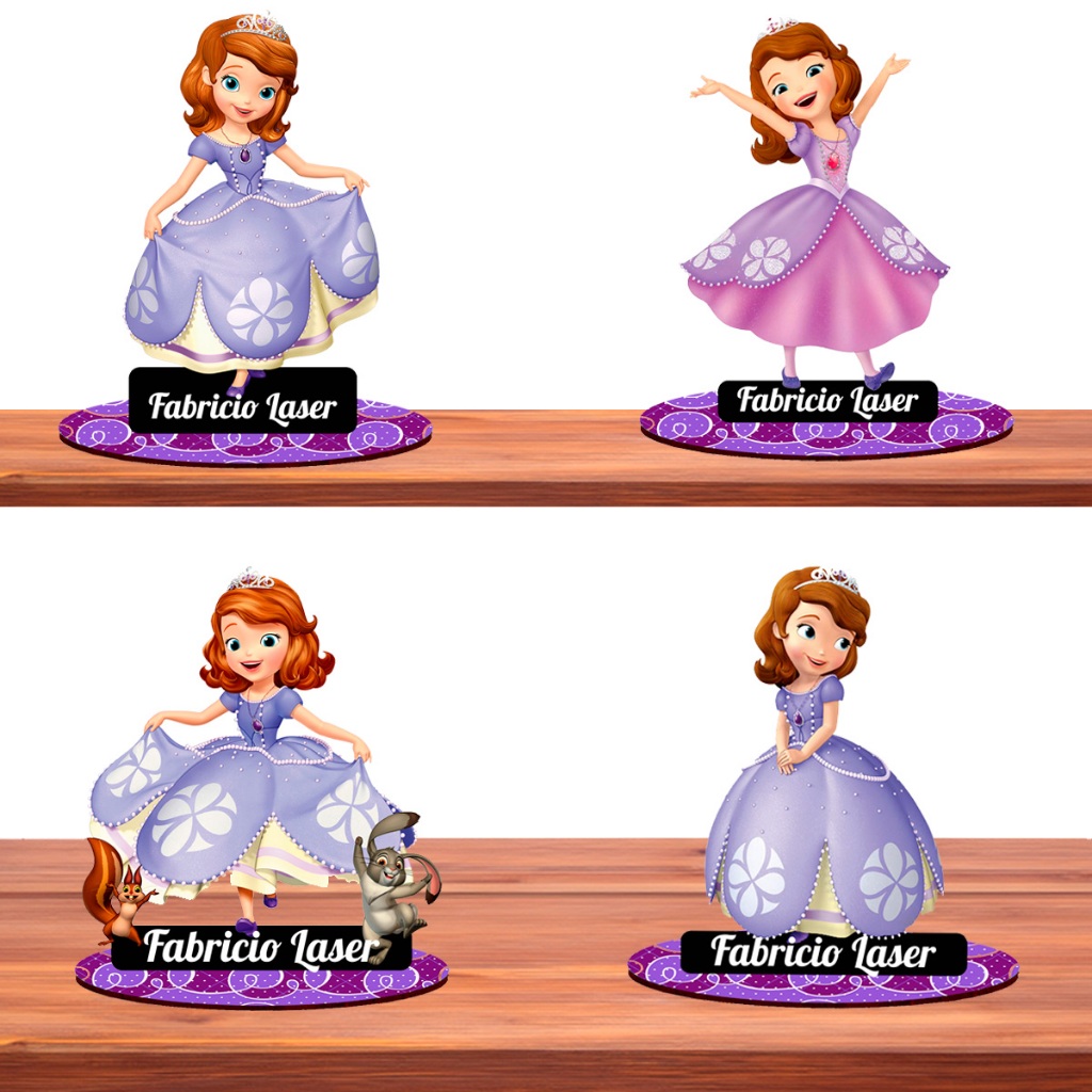 Centro de Mesa Princesa Sofia Lembrancinhas 15 cm Aniversário Mdf Adesivado Personalizado Display