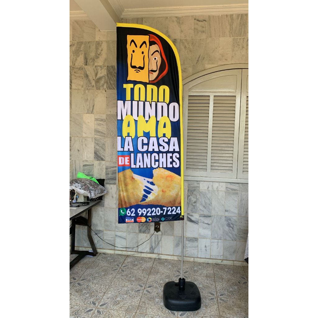 Kit 1 Windbanner Completo Com Base E Hastes + Arte Gratis 2,80x70