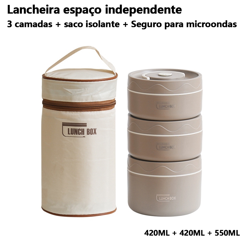 Lancheira Térmica Portátil De Aço Inoxidável 304 Com Bolsa De Grande Capacidade Caixa Multicamadas Bento BPA Free Food Container em Oferta na Shopee