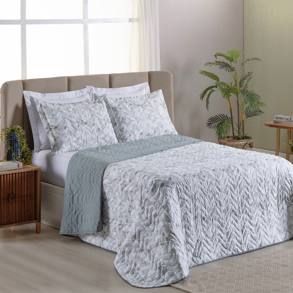 Kit Cobre Leito Colori Estampado Floral Dupla Face 200 Fios Solteiro Queen