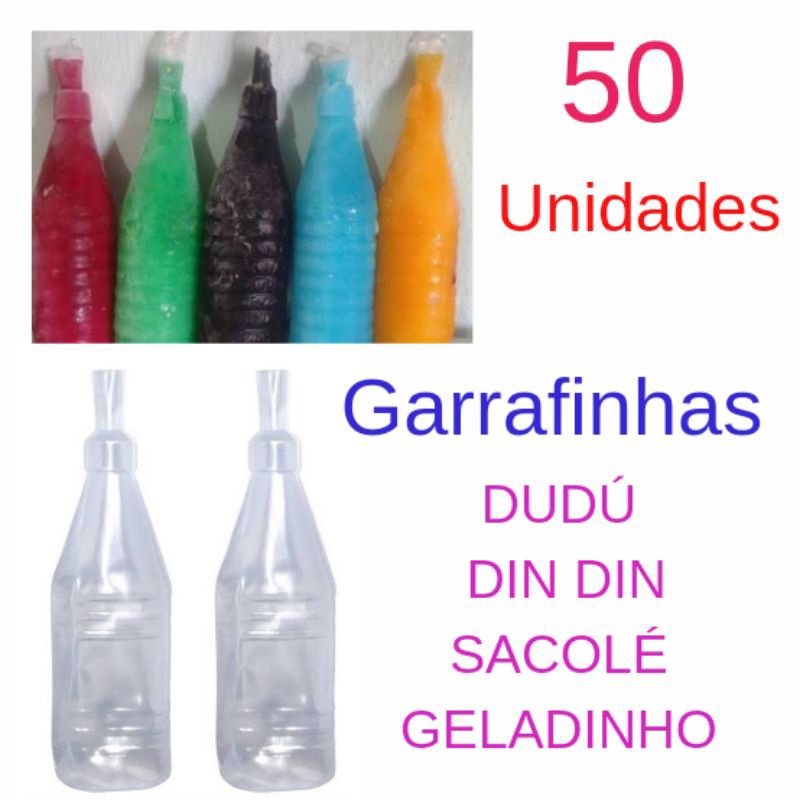 Embalagens para geladinhos 50 Unidades 140ml tipo garrafinha /dim dim/ sacolé/ picolé em Oferta na Shopee