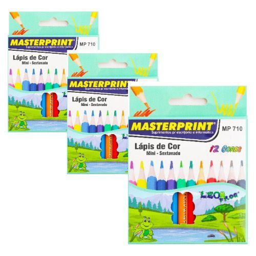 Kit 35 Caixas de Lápis de Cor Mini Caixa com 12 Cores Masterprint