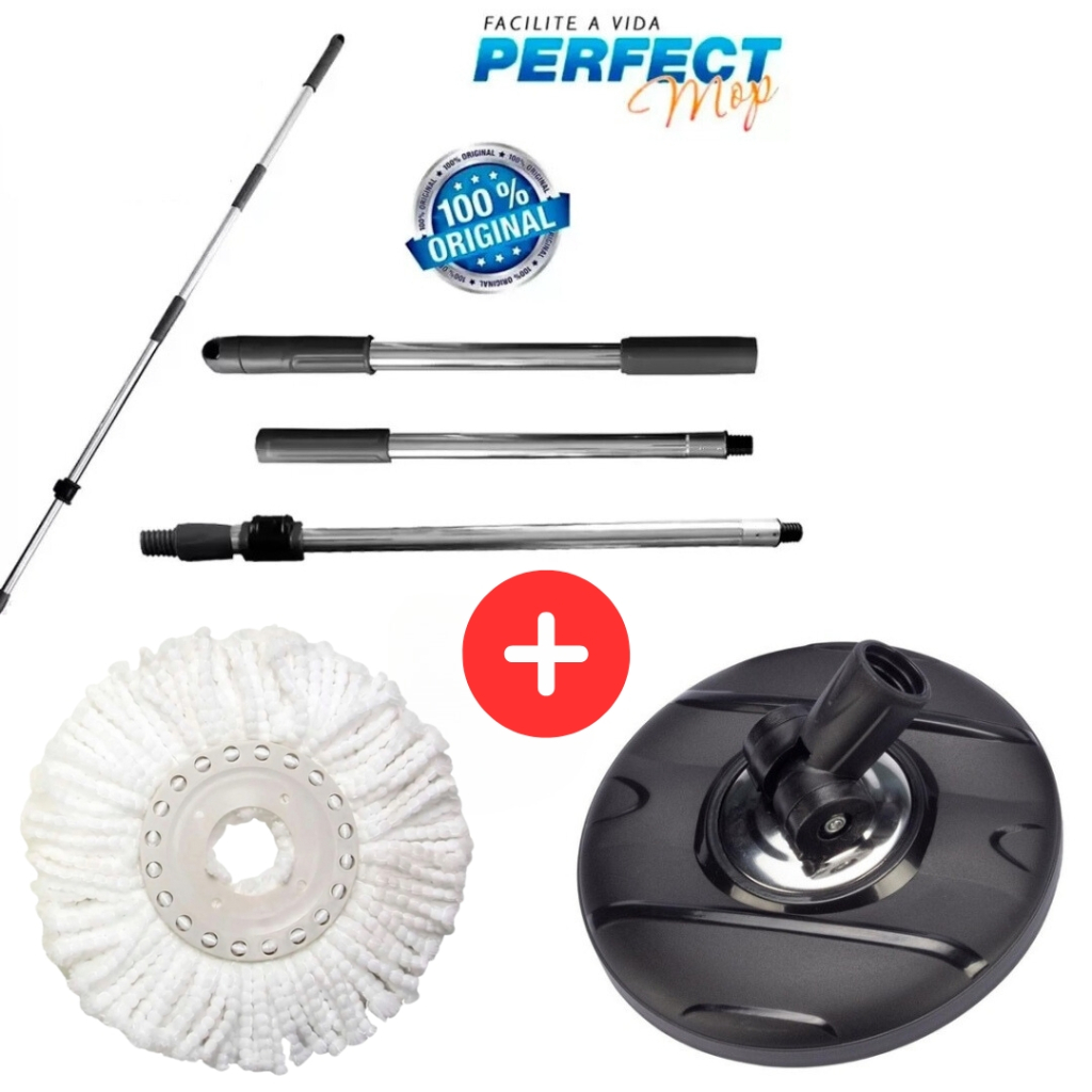 Kit Cabo Mop Perfect Pro e Move 972375 + Base Suporte 972376 + Refil Microfibra 972231 em Oferta na Shopee