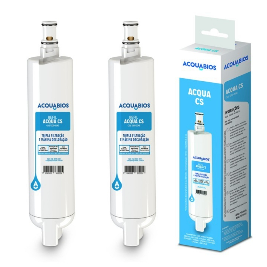 Kit com 2 Refil Filtro para Purificador Compatível com Consul Acquabios Acqua CS 1005-0046