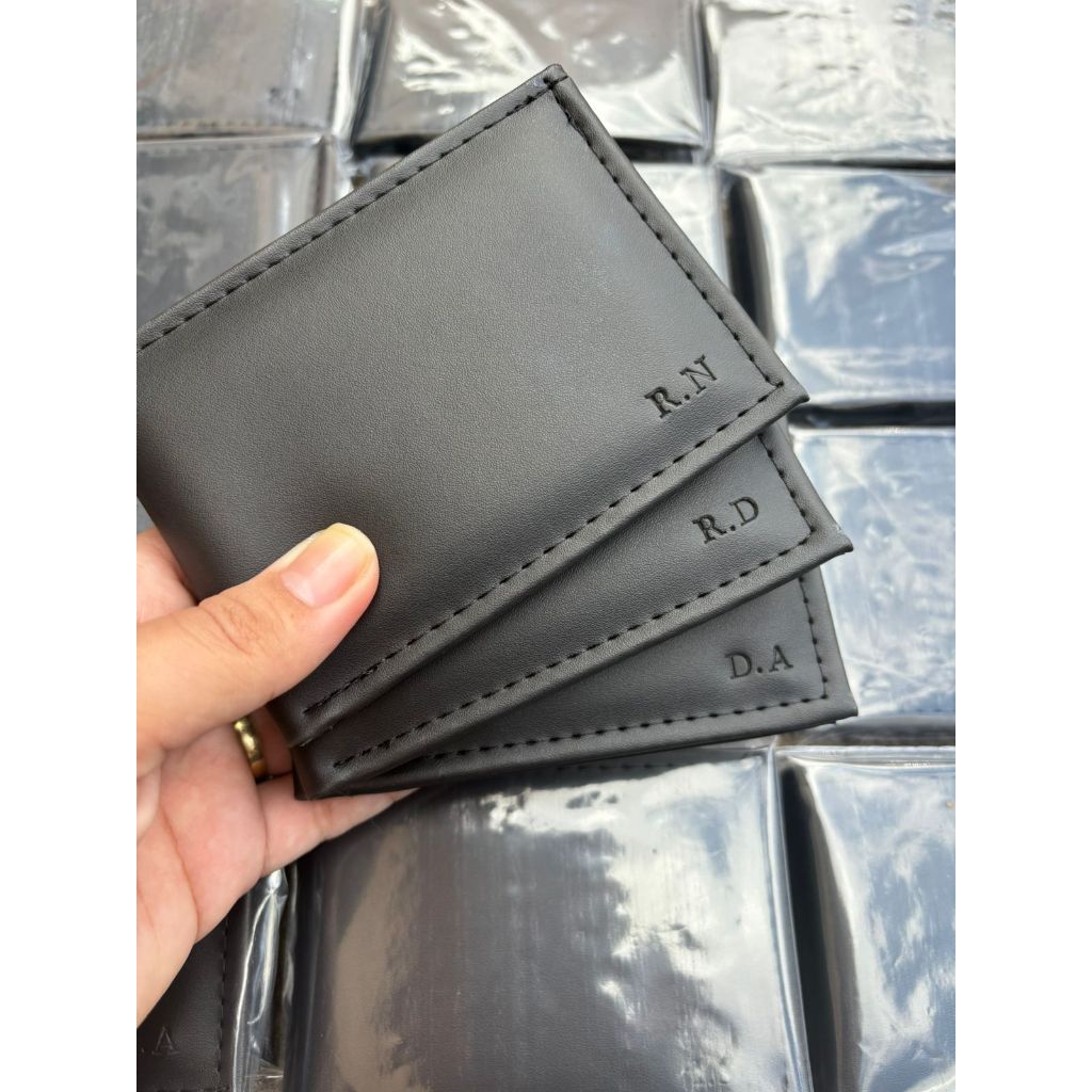 Carteira Masculina Porta Cartão Slim Personalizada Com Iniciais Em Couro Sintetico