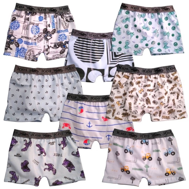 Kit 8 Cuecas Boxer Infantil Estampada 100% Algodão. em Oferta na Shopee