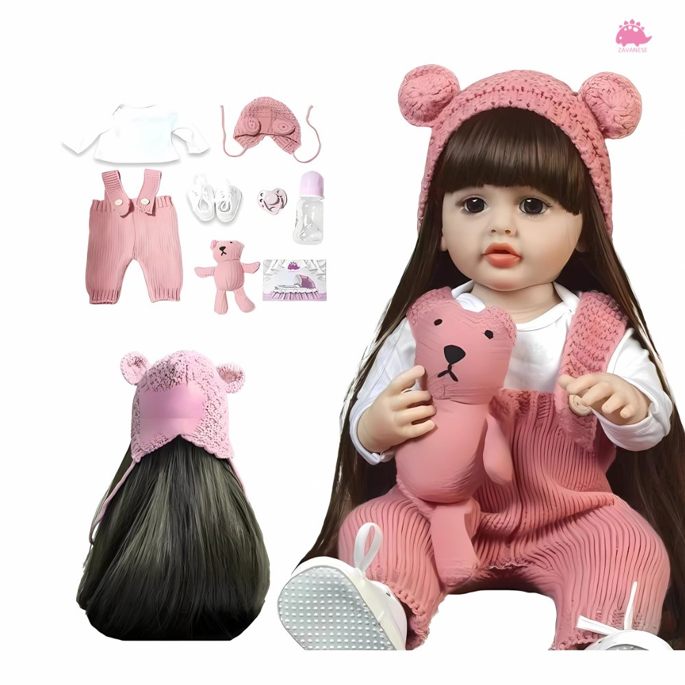 Boneca Realista de 55cm/22 polegadas Companheira Encantadora Realista Reborn Silicone GABISHOP