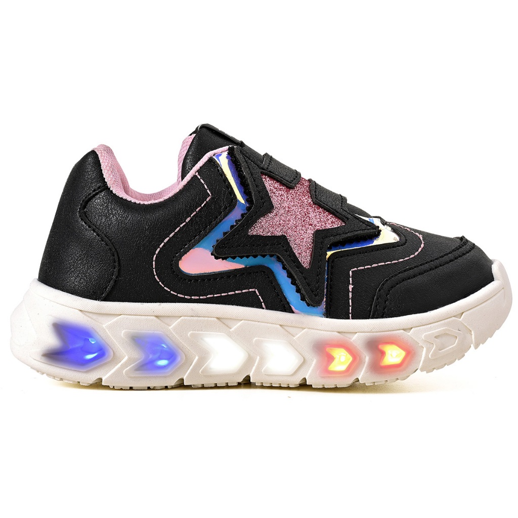 Tenis Infantil De Led Meninas Estrela Holografico Casual em Oferta na Shopee