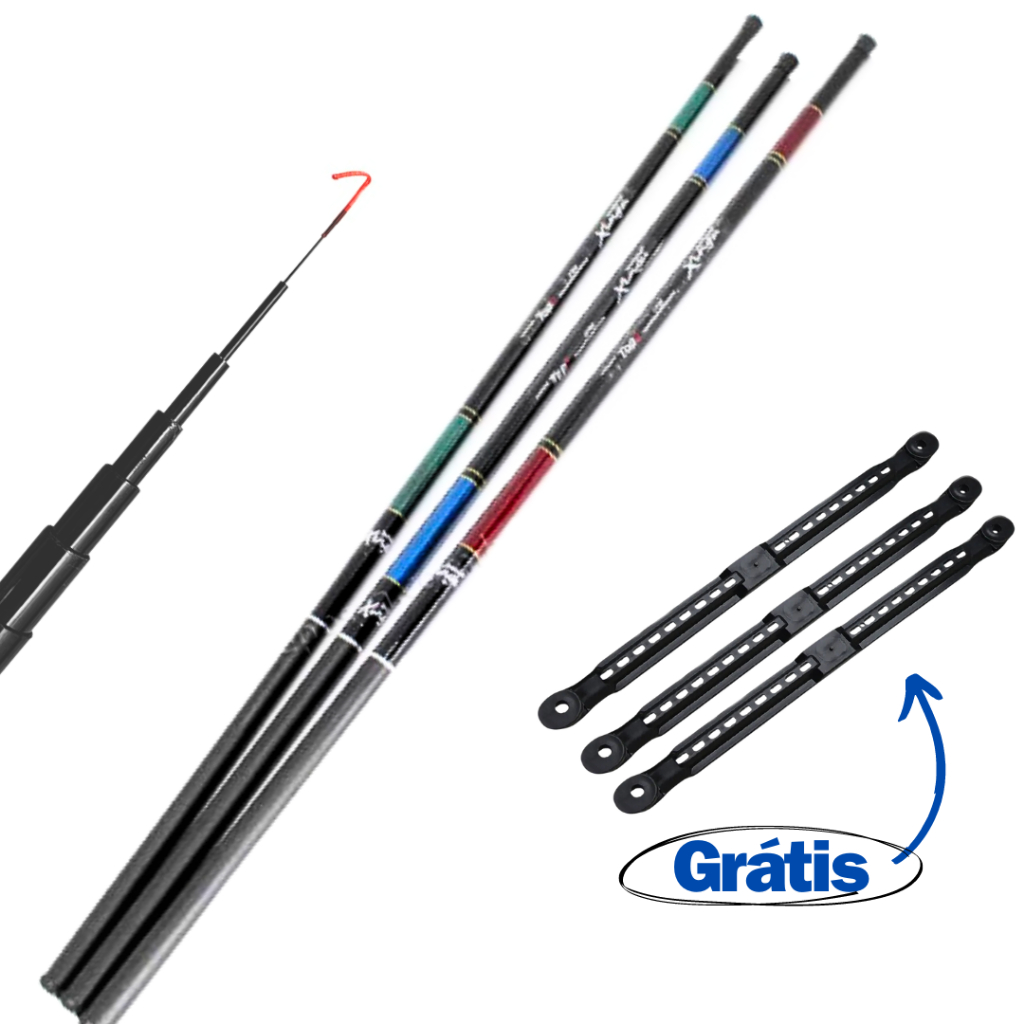 Kit 3 Varas Telescópicas Premium Vários Tamanhos Caniço Pesca Fibra Vidro Resistente Pescaria Leve