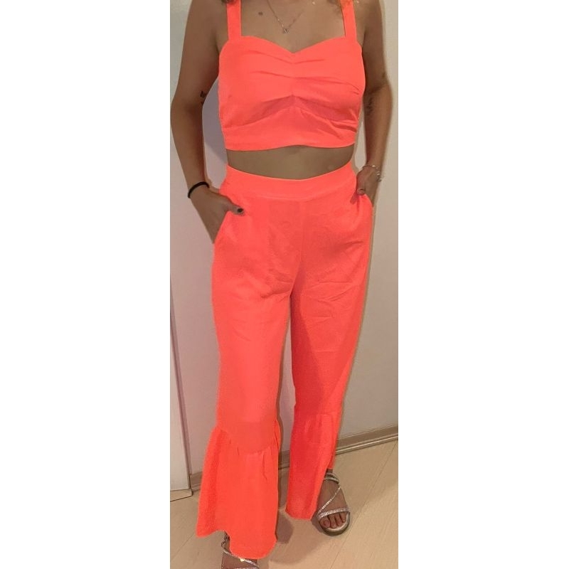 Calça e top em chiffon Talita kume