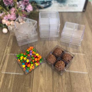 10 A 50 UNIDADES - Caixa Acrílica Quadrada com 4 Divisórias 7x7 - Personalizados Decoração de Festas em Oferta na Shopee