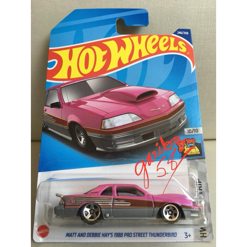 HOT WHEELS MATT AND DEBBIE HAY’s 1988 PRO STREET THUNDERBIRD 2022 HW DRAG STARS PINK GARIBA58