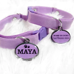 Coleira Personalizada Gato com Pingente de Identificação Plaquinha Pet