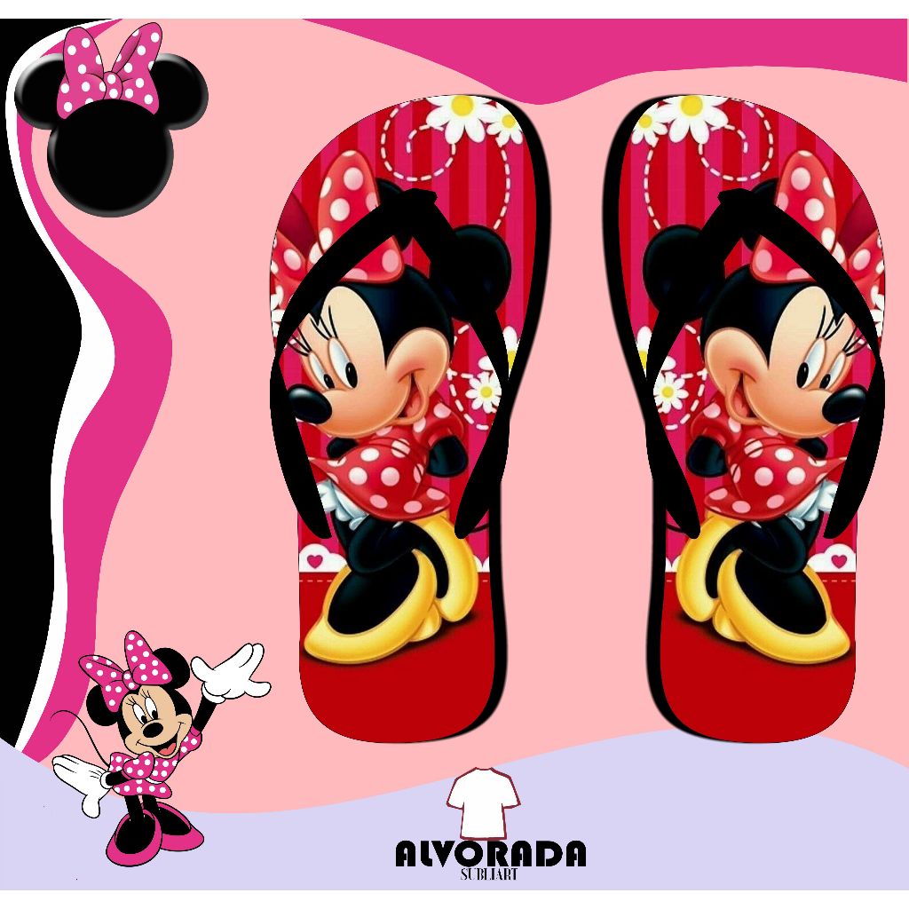 Chinelo Sandalia Minnie Minie Minei Personalizado Mickey Personagem Desenho Adulto Infantil em Oferta na Shopee