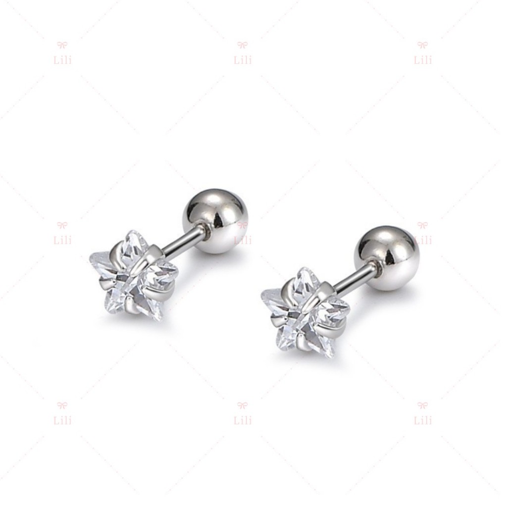 Kit 2 Piercing Estrela Ponto De Luz COm Pedra Zircônia Em Aço Cirúrgico Para Tragus helix Cartilagem — imagem 2 de 2