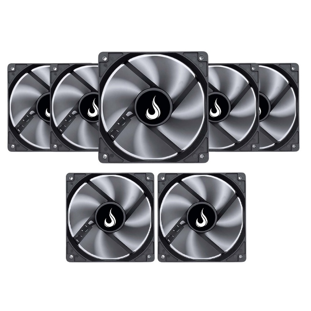 Kit 7 Cooler Fan 1500 RPM Sem Led | Para Gabinete 120mm 12cm | Rise Mode Gamer Black