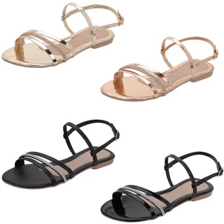Sandália feminina nas cores Cobre metalizada, Dourado Metalizado, Verniz Preto e Preto strass "Tamanho especial" 34 , 42