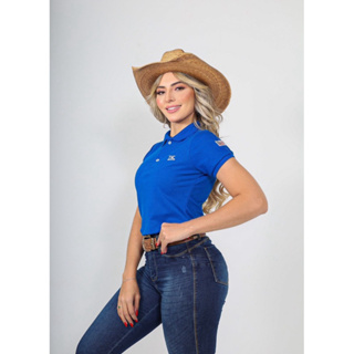 Camisa Gola Polo Feminina Country Premium em Oferta na Shopee