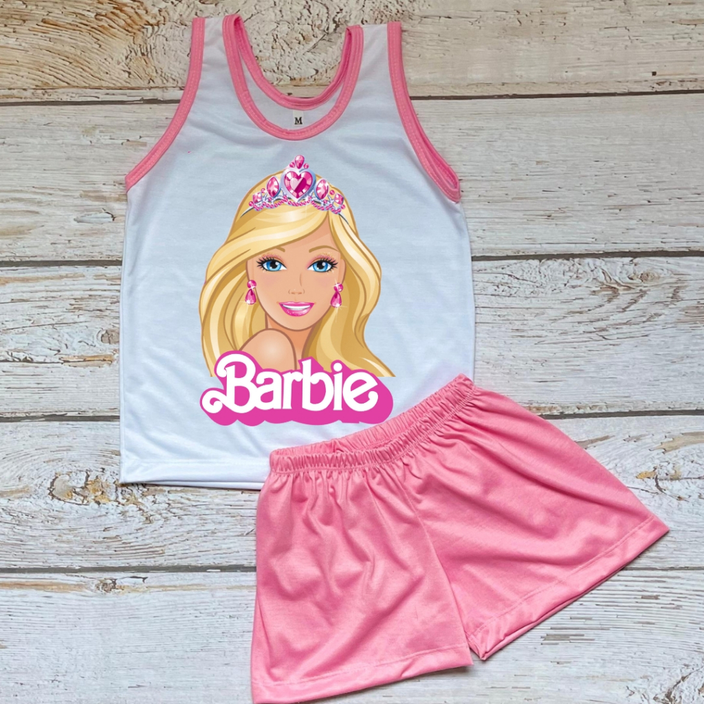 Pijama infantil Feminino Regata Estampado Personagem Barato pode ser Personalizado