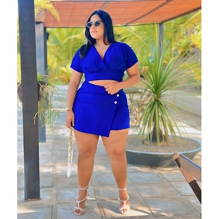 CONJUNTO PLUS SIZE GG SHORT SAIA em Oferta na Shopee