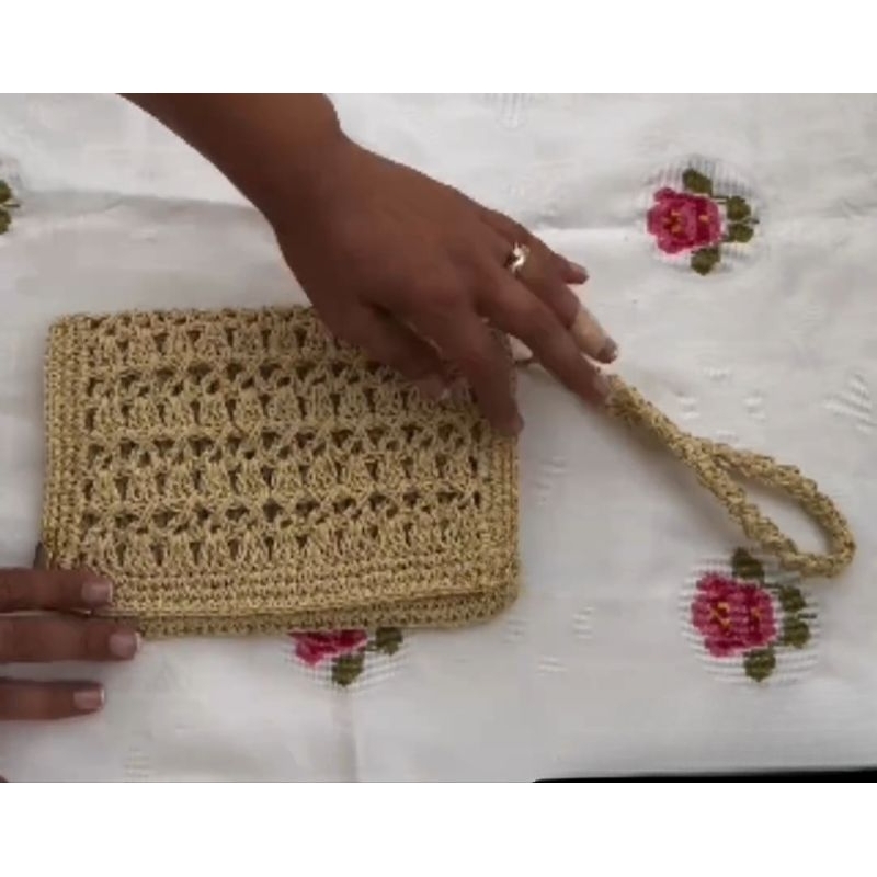 Bolsa Crochê Luxo Artesanal Feminina Feita à Mão | Exclusiva, Elegante e Sofisticada, Clutch dourada ou prata