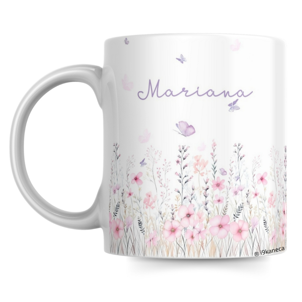 Caneca Xícara Com Nome Jardim Encantado Borboletas Floral Menina Mulher Amiga Presente Porcelana em Oferta na Shopee