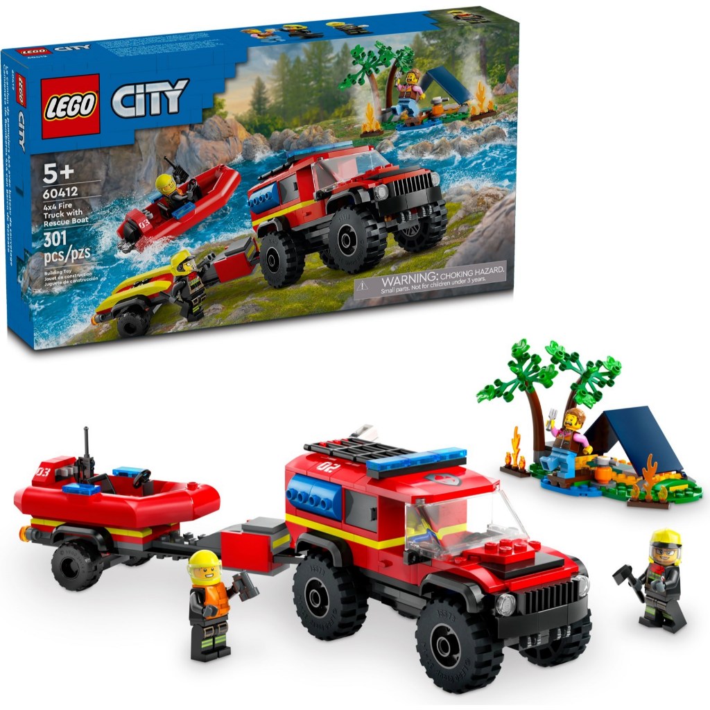 Lego 60412 - Caminhao Dos Bombeiros 4x4 Com Barco de Resgate - Lego City