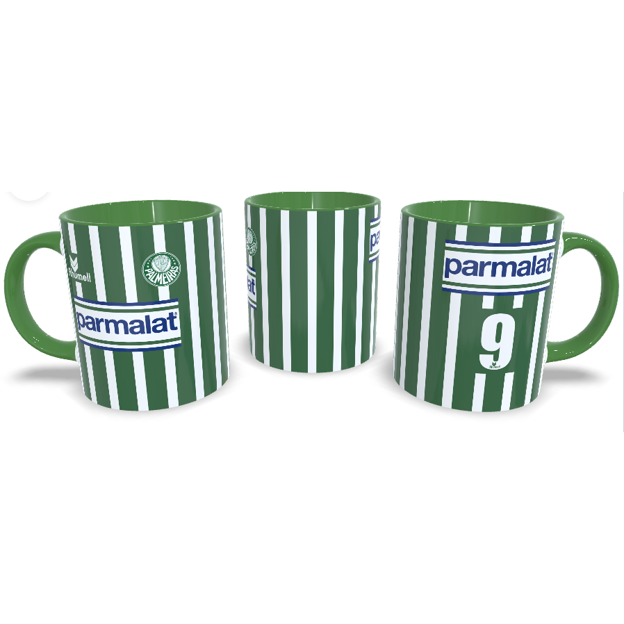Caneca Cerâmica 325ml Palmeiras Palmeirense Porco Futebol Futebol Paulista Time de Futebol Paulista Parmalat Camisa 9