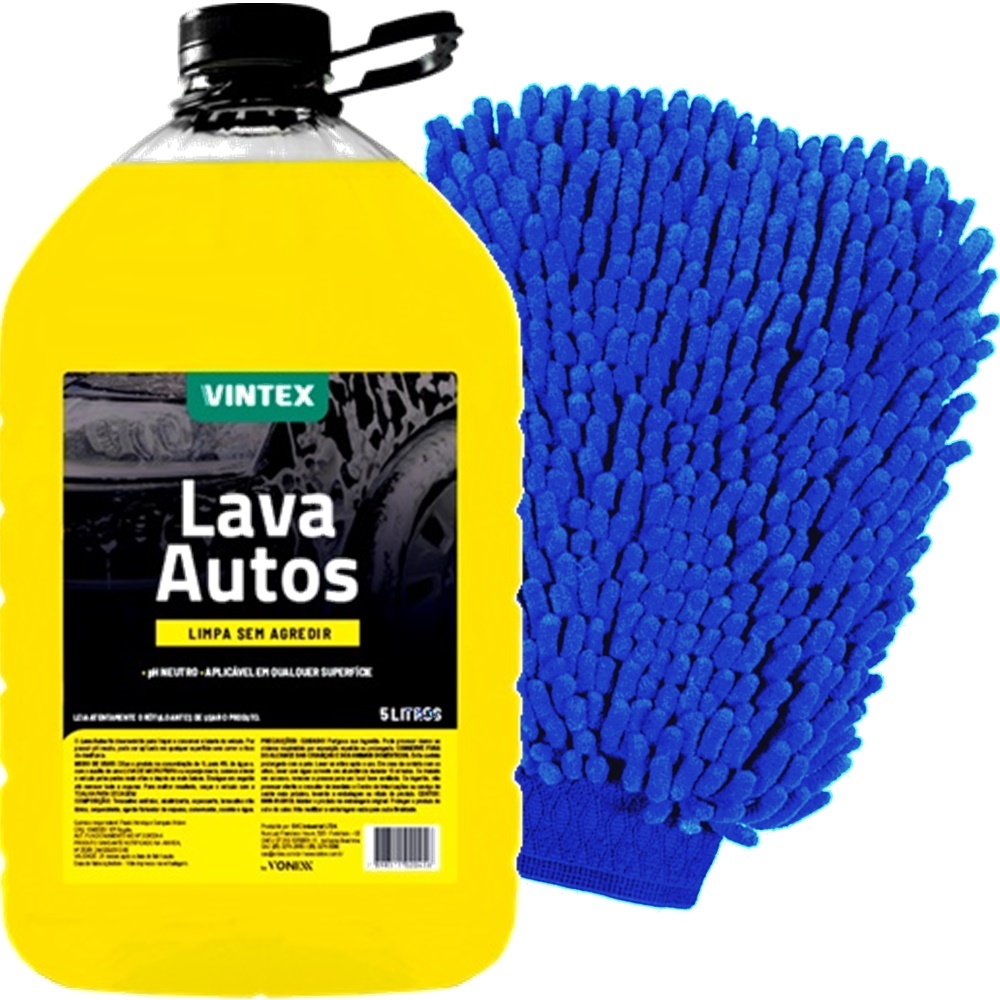 Lava Autos Automotivo 5 Litros Shampoo Vonixx Vintex + Luva de Microfibra Karbox 15x26cm