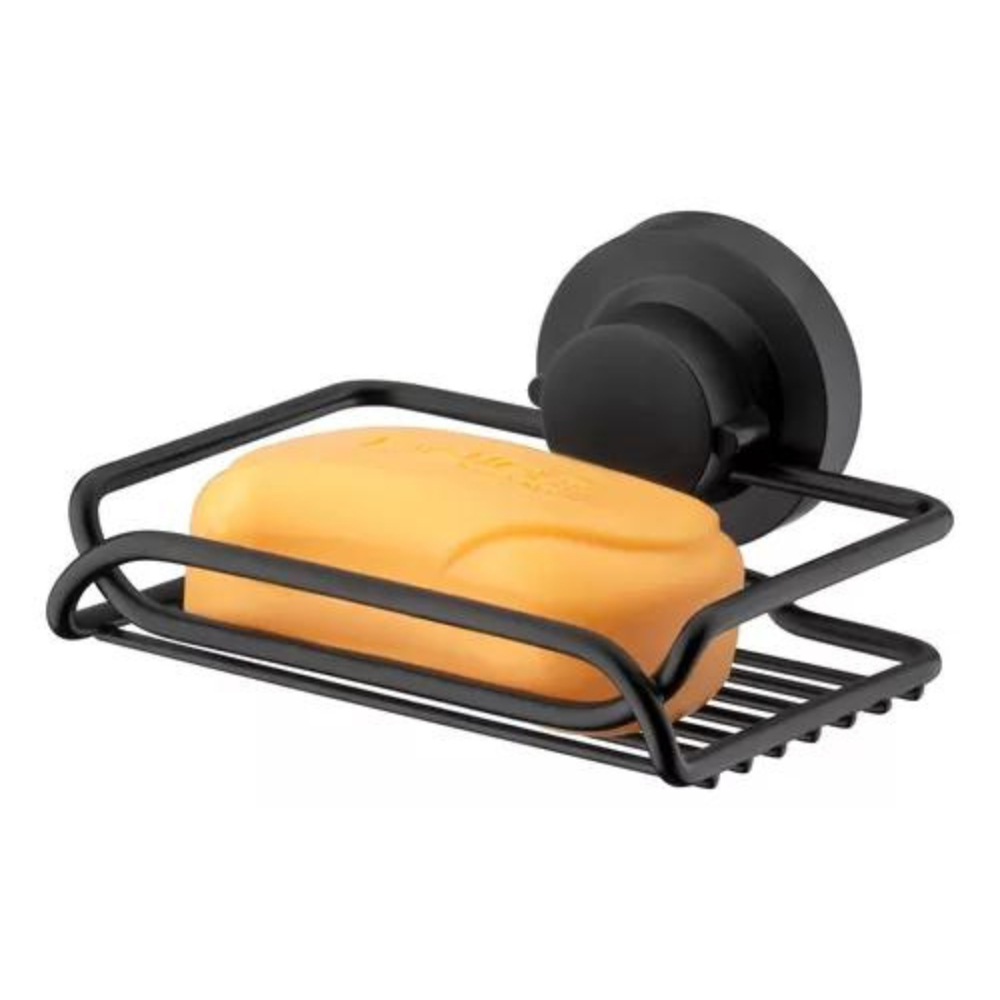 Porta Sabonete Saboneteira Parede Banheiro Box Com Ventosa Preto - Home & Living